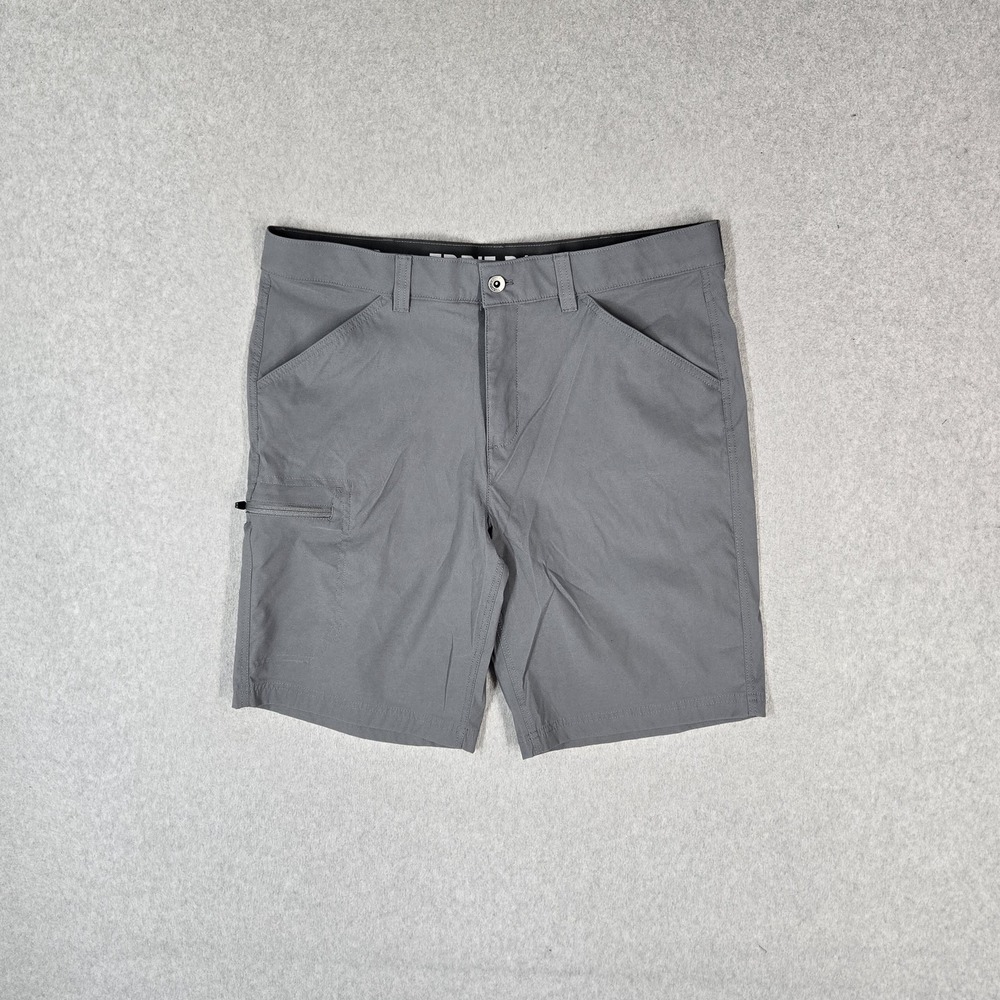 Eddie Bauer Men Shorts 36 Gray Nylon Spandex Cargo Rainier Tech Short Zipper